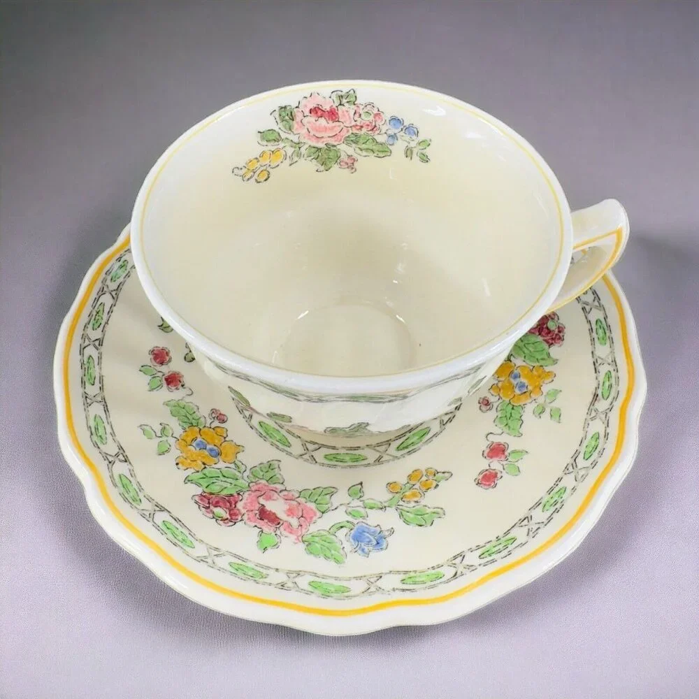 Antique Royal Doulton The Cavendish‎ Porcelain Teacup And Saucer Set England VTG